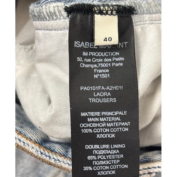 Isabel Marant Women’s 14 Laora Mid-Rise Slim-Leg Light Wash Blue Denim Jeans New - Picture 9 of 10